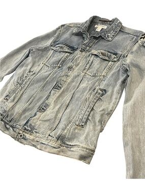 H&M x COACHELLA Light Blue Distressed Denim Jacket Medium